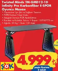 TWİSTED MİNDS TM-GMD12-1D INFİNİTY PRO KARBONFİBER E-SPOR OYUNCU MASASI